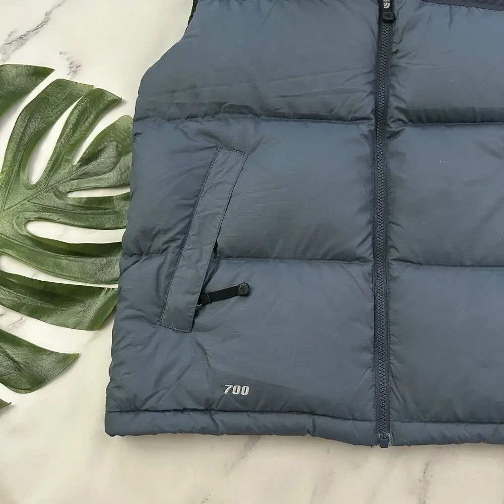The North Face Mens Vintage Puffer Vest Size M Gray 700 Down Full Zip Up